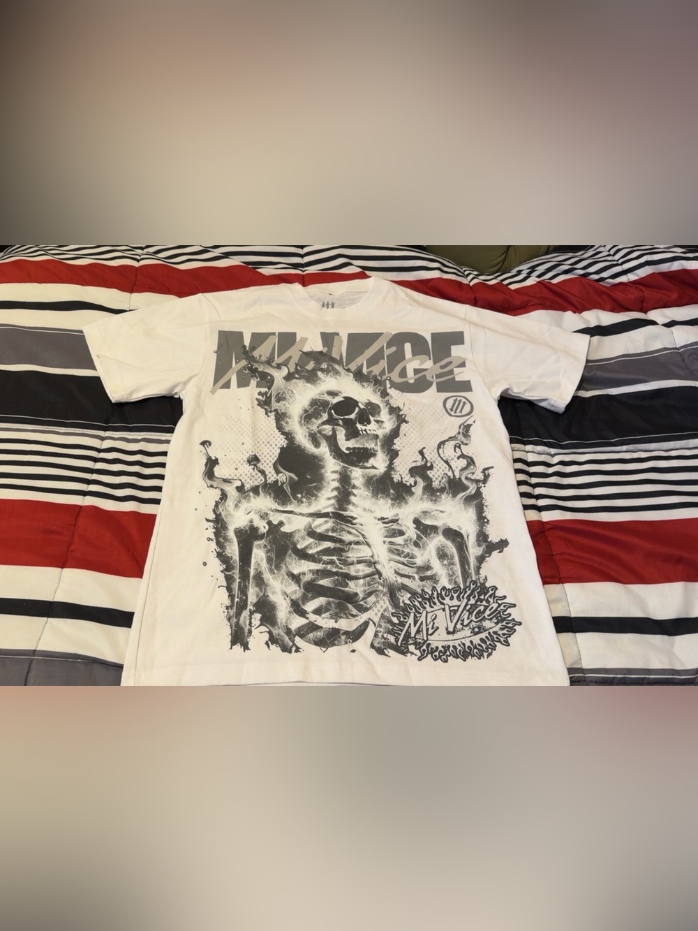 White Graphic Skeleton Tee - MR VICE Inspired